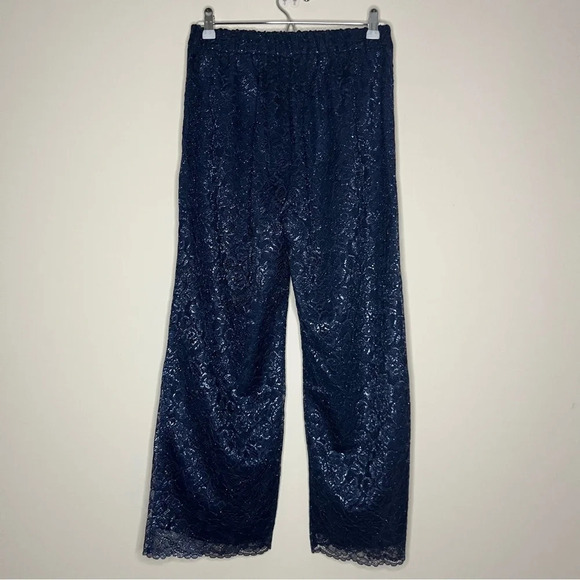 NWT J. CREW Navy Blue Metallic Floral Party Holiday Lace Overlay 2 Piece Set - Picture 7 of 16